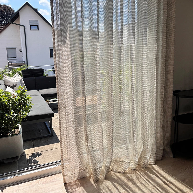 Marble – natürlicher Vorhang halbtransparent nach Maß mit moderner Netzstruktur in Naturtönen