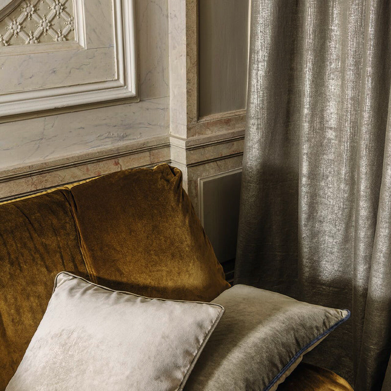 Golden Space – exklusiver Design-Vorhang nach Maß mit Metallic-Foilprint Leinen Baumwolle