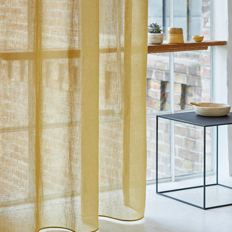 Aalto – halbtransparenter Vorhang nach Maß mit Leinenanteil Design und natürlicher Farbwelt