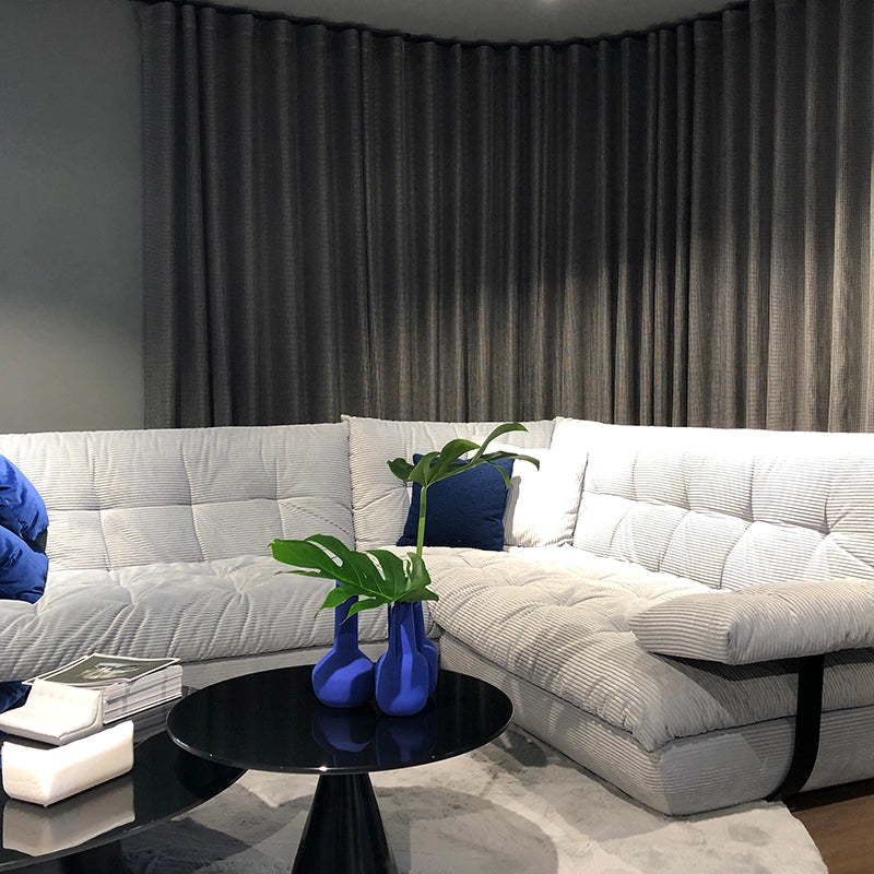 Knit – eleganter Design-Vorhang nach Maß in moderner Netzoptik Architektur halbtransparent