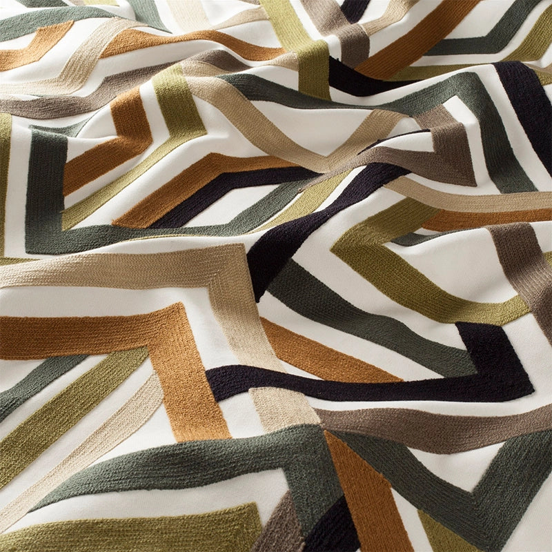Edge of Heaven – eleganter Designvorhang nach Maß aus Baumwolle mit geometrischem Muster Stickerei