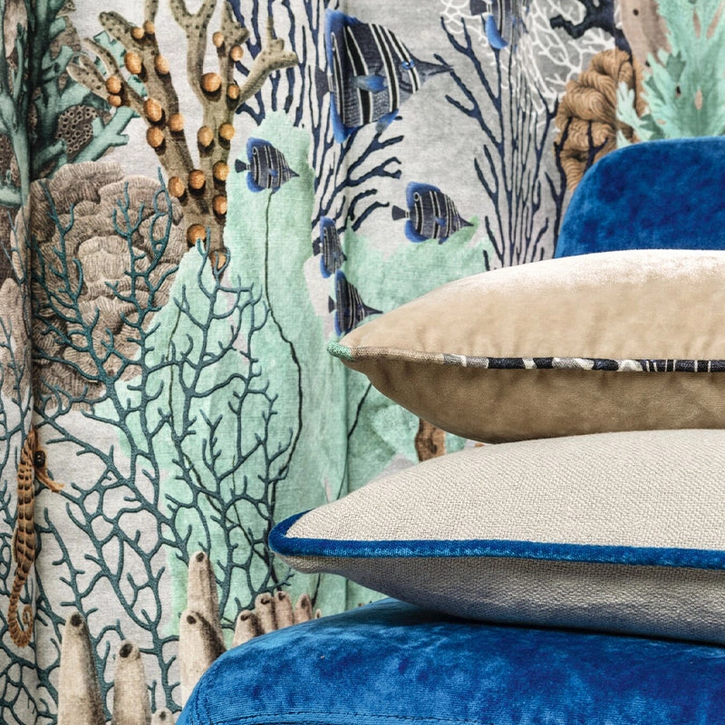 Fabulous Reef – ausgefallener Design Vorhang nach Maß mit tropischer Unterwasserwelt Korallenriff Tropenfische, 3 Farben
