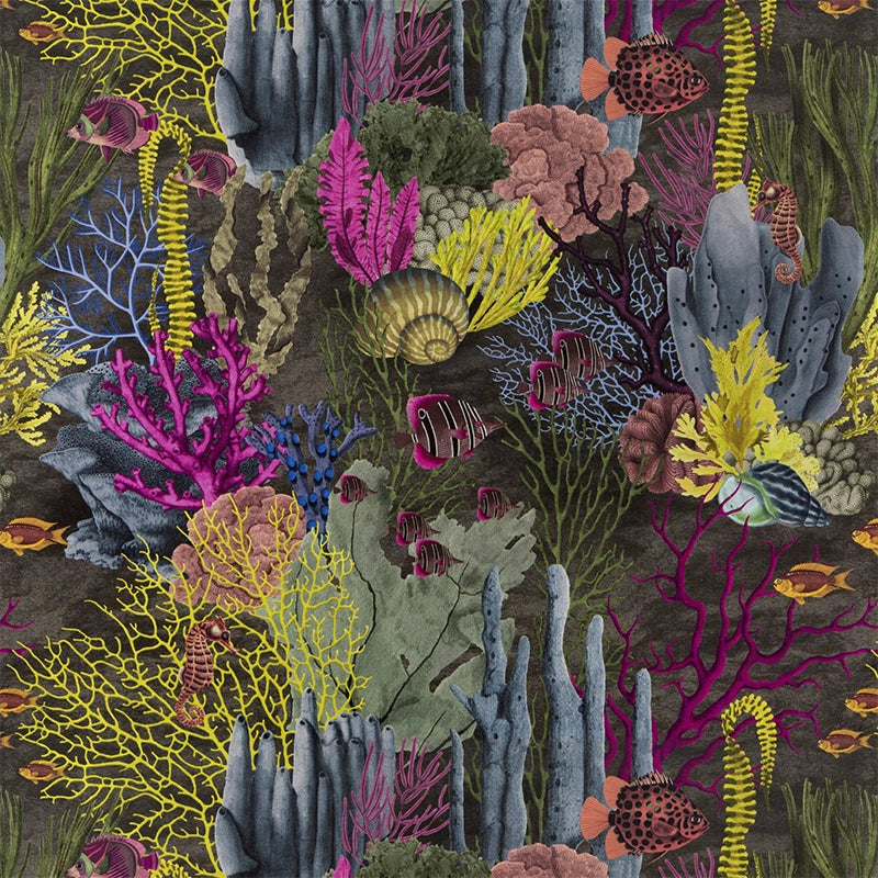 Fabulous Reef – ausgefallener Design Vorhang nach Maß mit tropischer Unterwasserwelt Korallenriff Tropenfische, 3 Farben