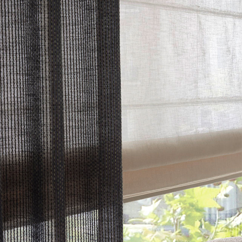 Halbtransparentes Raffrollo nach Maß – Summer Season in hochwertiger Leinenoptik