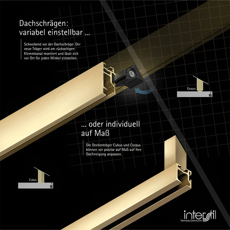 Interstil Sonderträger – Dachschrägen-Träger für Gardinenschienen nach Maß