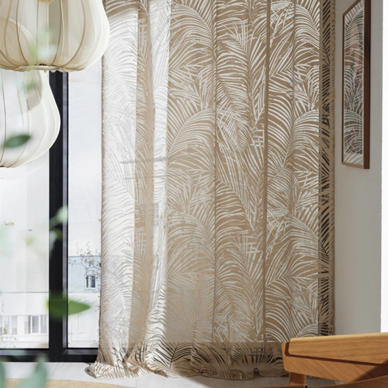 Silent Leaves – halbtransparenter Ausbrenner-Vorhang nach Maß mit modernem Blattmuster Floral