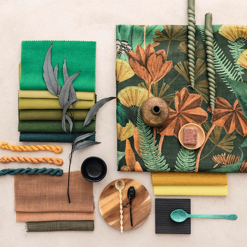 Sweet Destiny – Design Vorhang nach Maß mit großflächigem Blumen- und Blattdesign