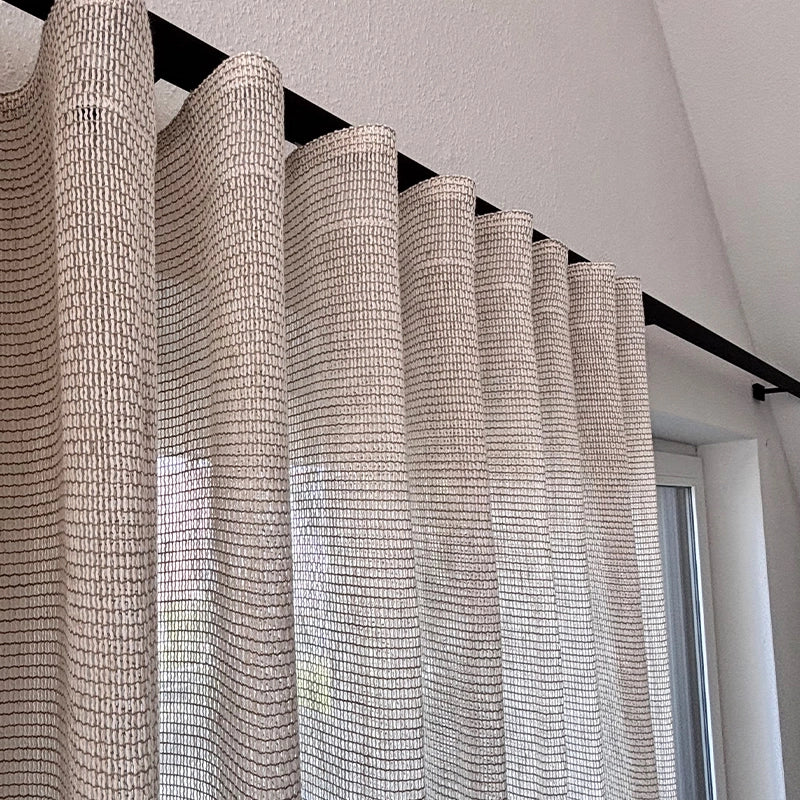 Marble – natürlicher Vorhang halbtransparent nach Maß mit moderner Netzstruktur in Naturtönen