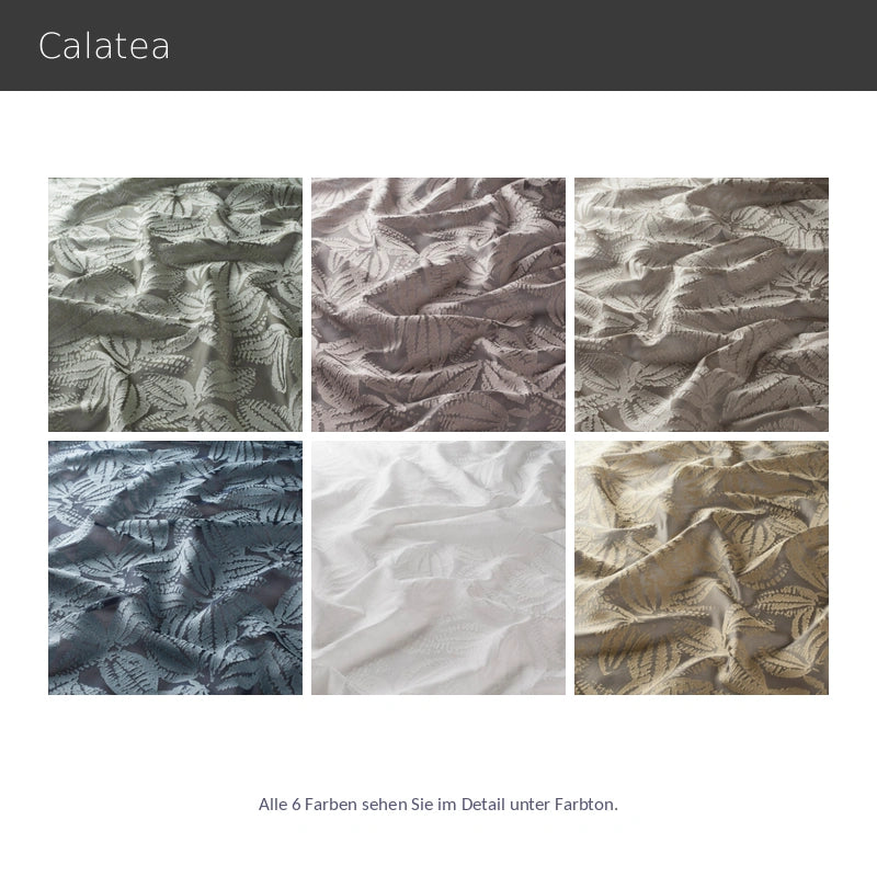 Calatea – hochwertige Ausbrenner-Gardine nach Maß mit modernem Blumen Blätter Muster, 6 Farben