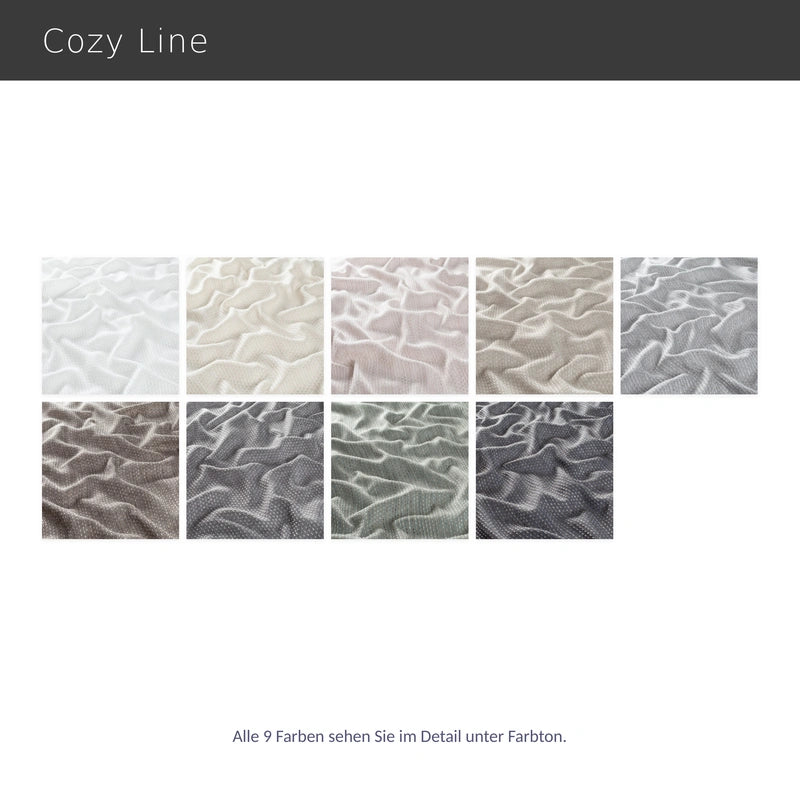 Natürliches halbtransparentes Raffrollo nach Maß – Cozy Line im handgewebten Streifenlook