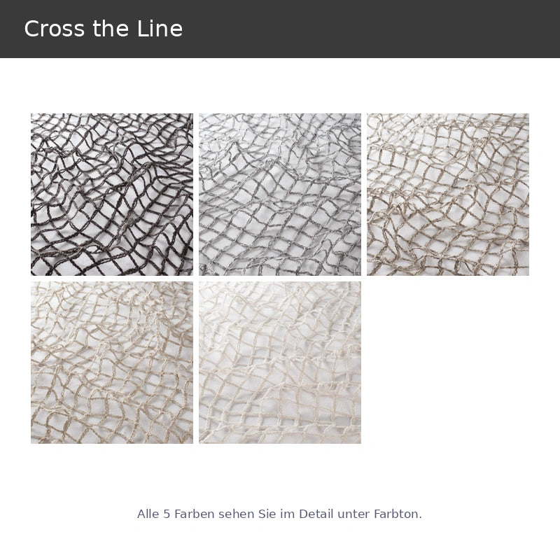 Cross the Line – hochwertiger transparenter Designvorhang nach Maß mit grober Netzstruktur, 5 modernen Farben