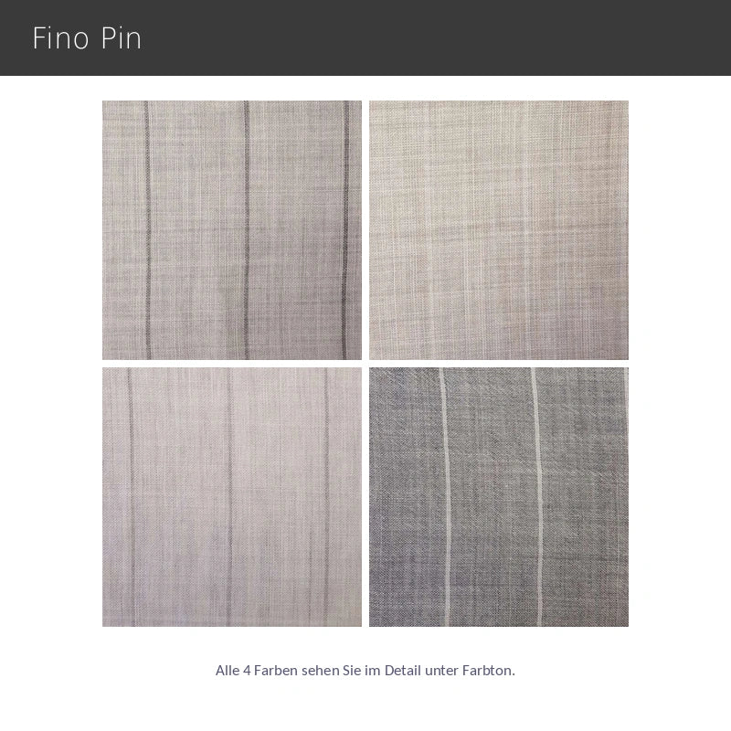 Fino Pin – hochwertiger halbtransparenter Wollvorhang nach Maß mit feinen klassischen Nadelstreifen, 4 Farben