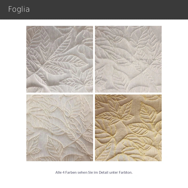 Foglia – hochwertiger halbtransparenter Vorhang nach Maß mit modernem Blättermuster Leinen Baumwolle, 4 Farben