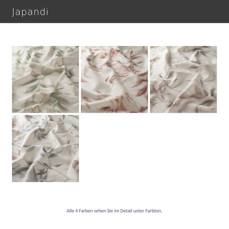 Japandi – halbtransparenter Vorhang nach Maß mit modernem Blattmuster und Leinenanteil
