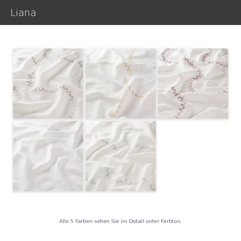 Liana – transparenter Vorhang nach Maß mit Stickerei Rankenmuster in Leinenoptik modernes Landhaus