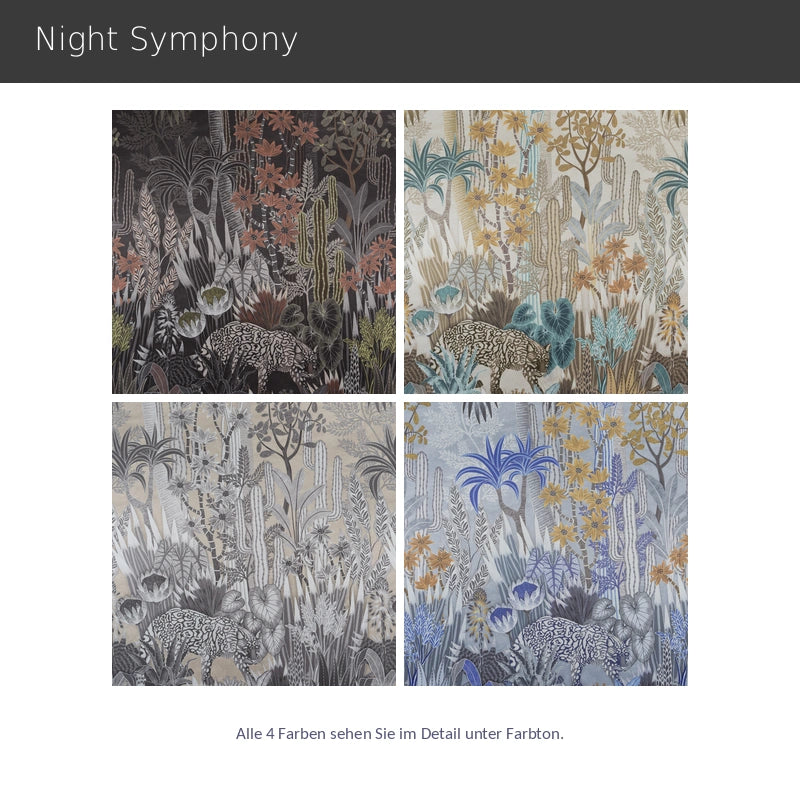 Night Symphony – exklusiver Verdunkelungsvorhang Blackout nach Maß mit tropischem Dschungelmotiv Design Tiger