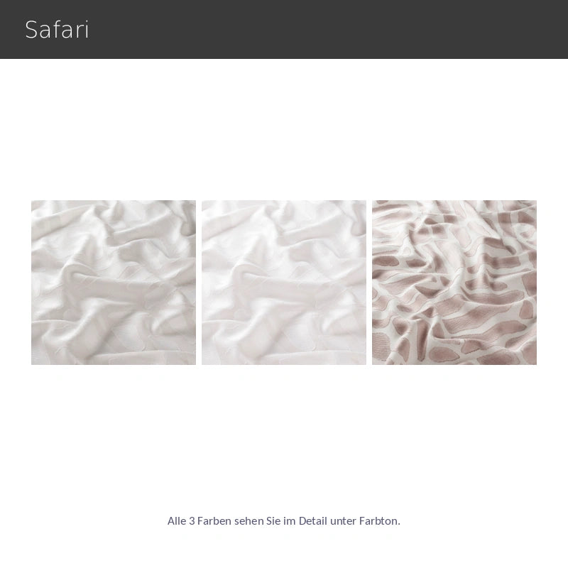 Safari – hochwertige halbtransparente Gardine nach Maß mit grafischem Afrika Tierfell Scherli-Muster, 3 Farben