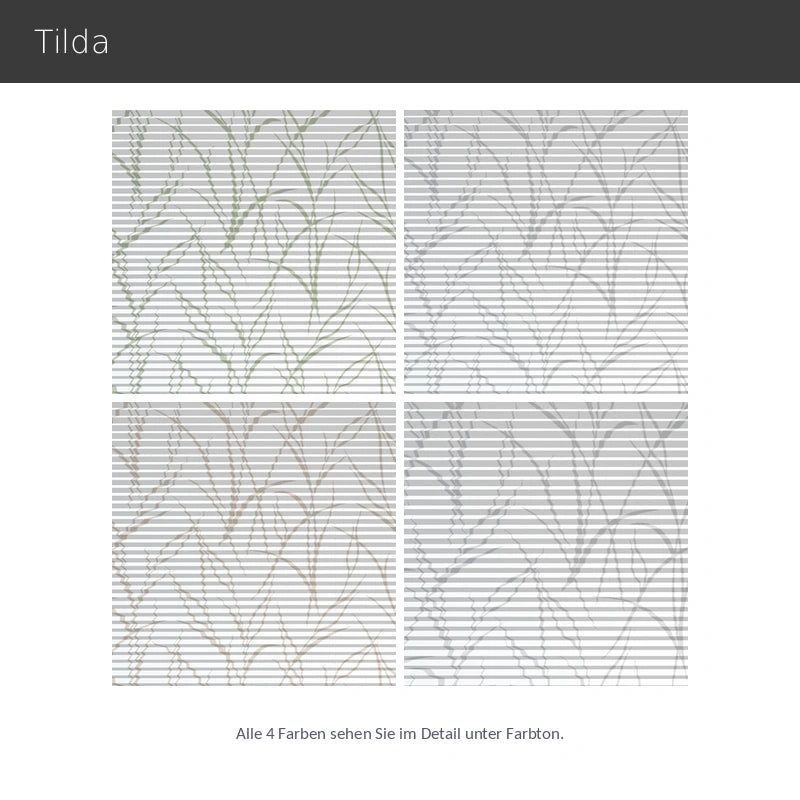 Tilda – hochwertiges lichtdurchlässiges Plissee nach Maß mit feiner Textilstruktur Design Blätter, 4 moderne Farben