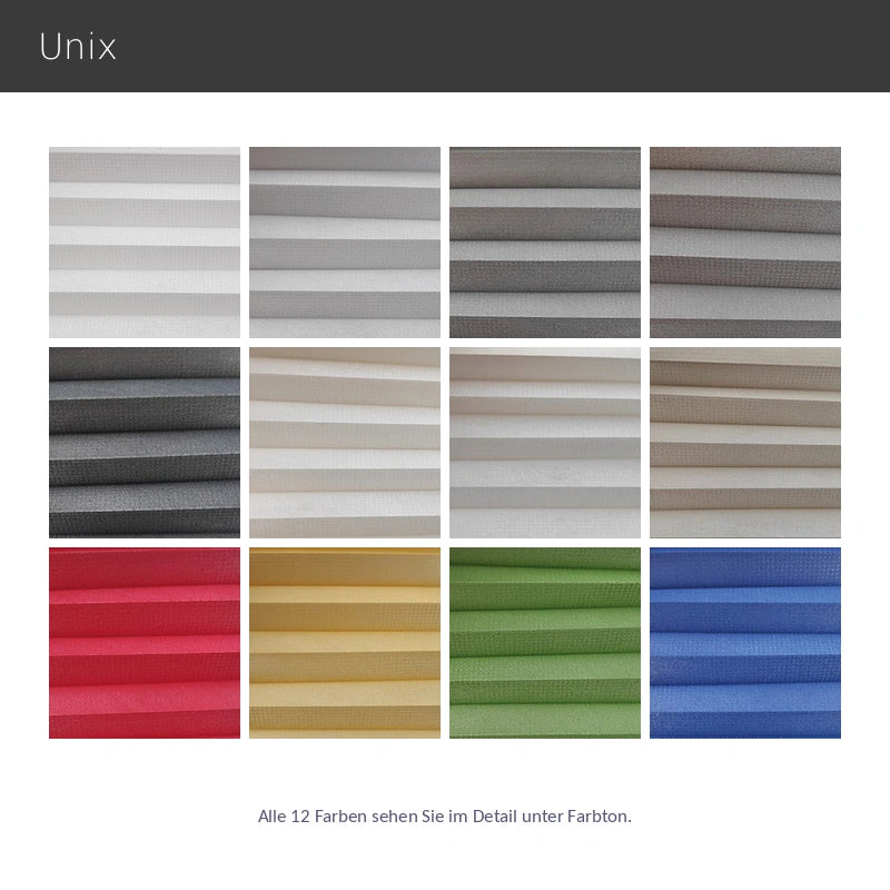 Unix – blickdichtes Duette® Wabenplissee Design nach Maß dezente Struktur in 13 modernen Farben