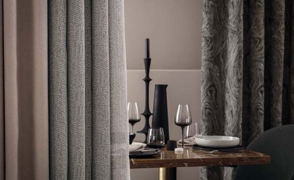 Deko Vorhang Alserio Marmor-Design modern edel blickdicht beige, grau nach Maß