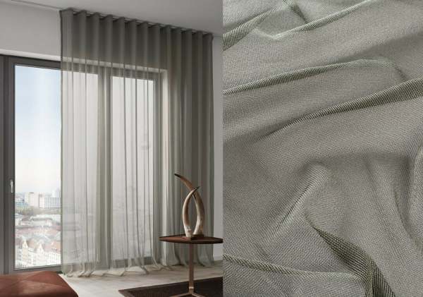 Vorhang Averie modern, halbtransparent mit dezenter Struktur I + Wellenvorhang metallic Farben