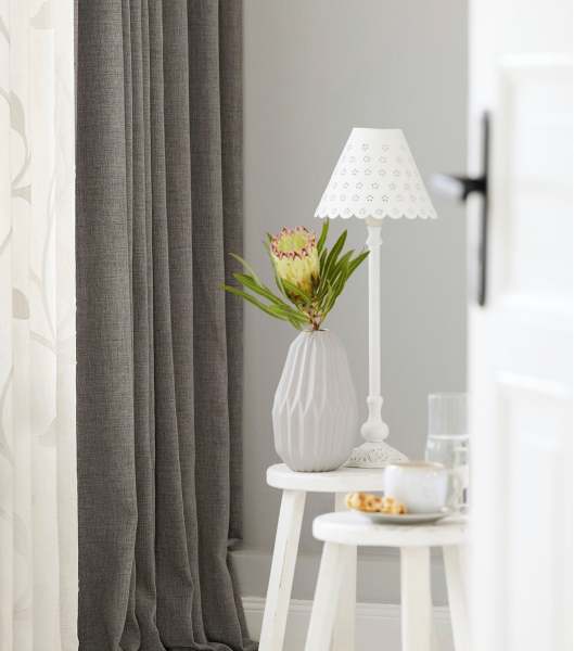 Moderner Deko Vorhang Bennet blickdicht, lässiger Leinenlook weiß,beige,grau EcoProtect nach Maß