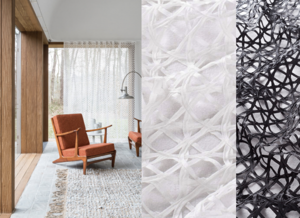 Vorhang White Loop extravagantes Design Muster transparent schwarz, beige, weiß, grau