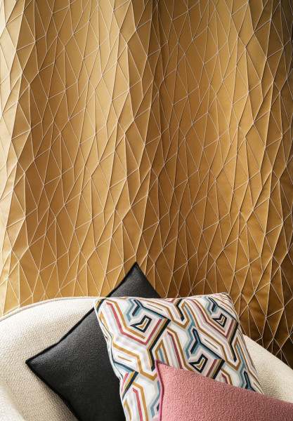 Vorhang Albia Jaquard blickdicht mit modernem, grafischen Muster beige, türkis/celadon, ochre
