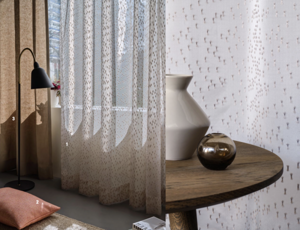 Moderner Vorhang Pinati zart, transparent mit Punkten/Tupfen weiß/grau/sand