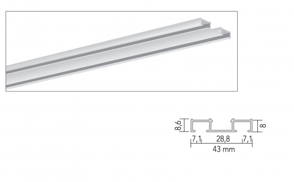 Aluminium Vorhangschiene 01-2754 2-läufig mittelschwere Vorhänge I Biegbar I Deckenmontage