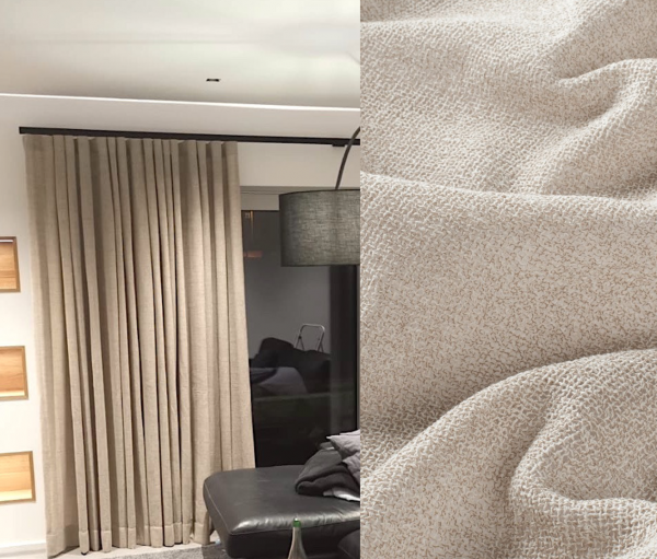 Moderner Vorhang Apart grobe Struktur Nordic/Scandi Style halbtransparent beige/weiß + Wellenvorhang
