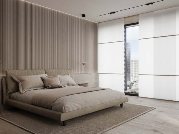 Wood&Washi Moderner Flächenvorhang Washi Core Sichtschutz blickdicht mit Querstreben: Alu