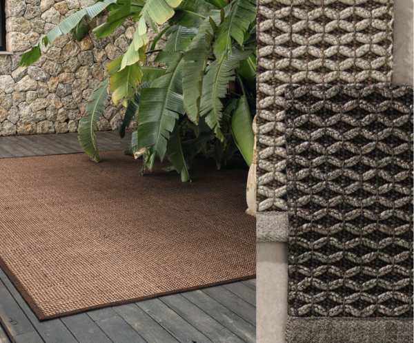 Hochwertiger Outdoor Teppich Eden mit modernem grafischen Muster für Terrassen, Gärten, Poolbereich