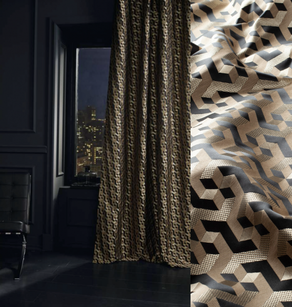 Extravaganter Vorhang Malachit mit elegantem Muster gold, schwarz, silber, weiß für Schienen&Stangen