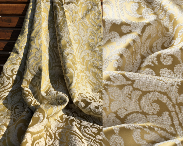 Vorhang Deko Brianza Jacquard Barock Edel klassisch blickdicht beige, gold, silber, blau nach Maß